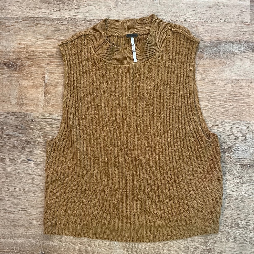 Free People Mockneck Crop Top Mustard S